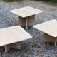Set of 3 travertine trundle coffee tables from the 70s