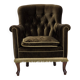 Fauteuil scandinave des années 1950, velours vert, bois de frêne.