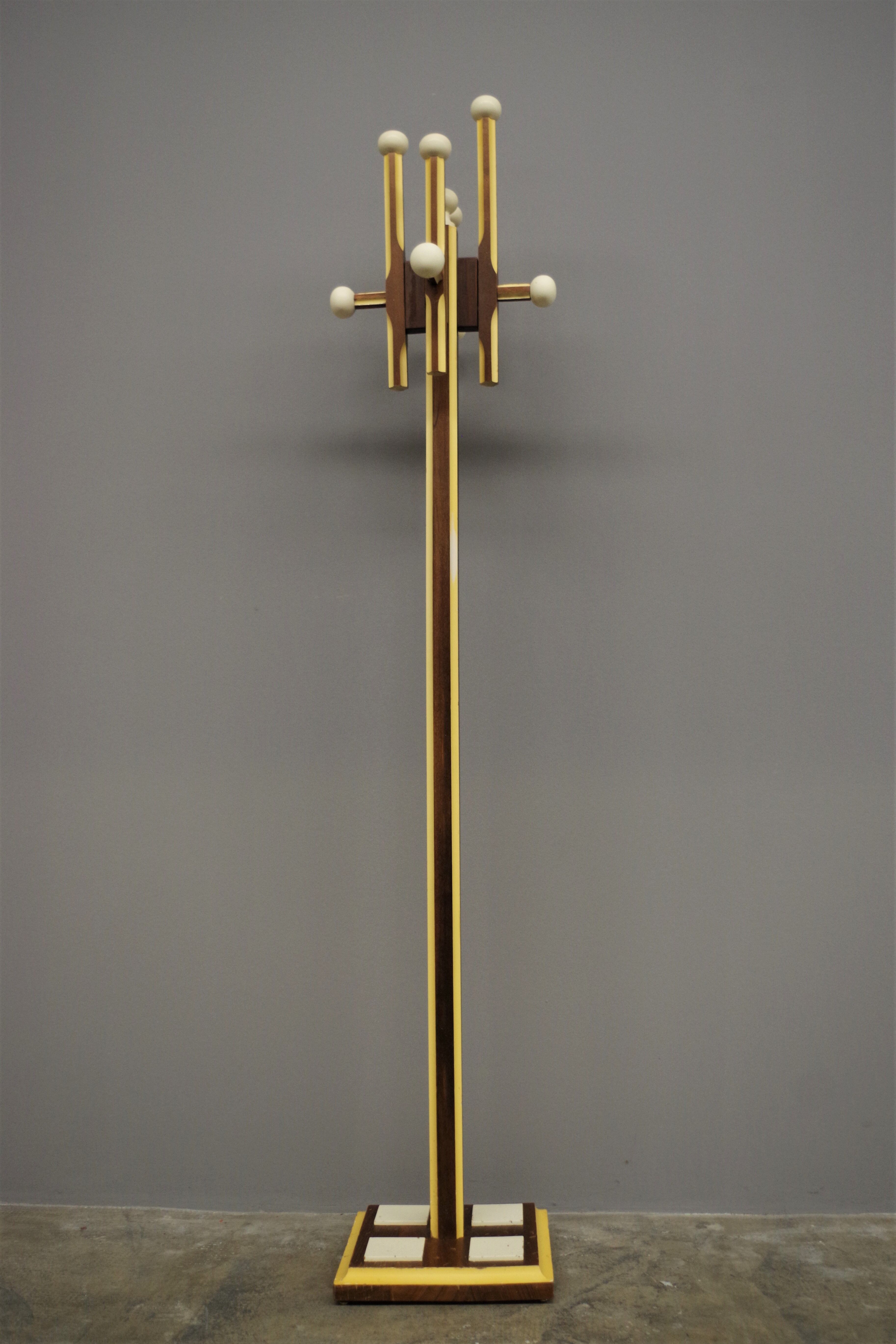 Wooden column coat rack  1965