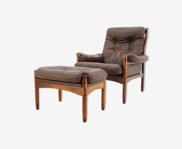 Fauteuil avec repose pied 1970s Göte Möble Suède