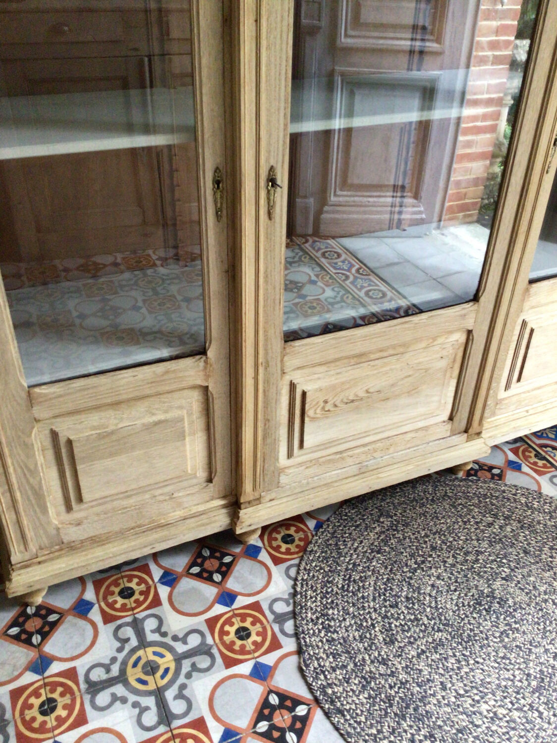 Pickled oak display bookcase