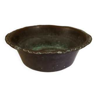 Old copper basin, stamped L.Roussange, Saint-Junien