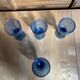 Set of 4 Stemmed Glasses Moulded Blue Marine Decor 1960s Vintage