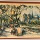 Lithograph notre dame et les bouquinistes signed by Marius Girard vintage