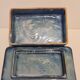 Butter blue earthenware Vallauris floral decoration