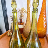 Vintage green glass decanter