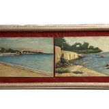 Daloni, pair of watercolors of the Mediterranean seaside, 20th century frame