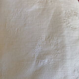 White cotton and linen tablecloth with central monogram from the 1960s.