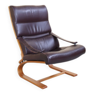 Lounge Chair in Leather by Nelo Möbel Sweden, 1970s