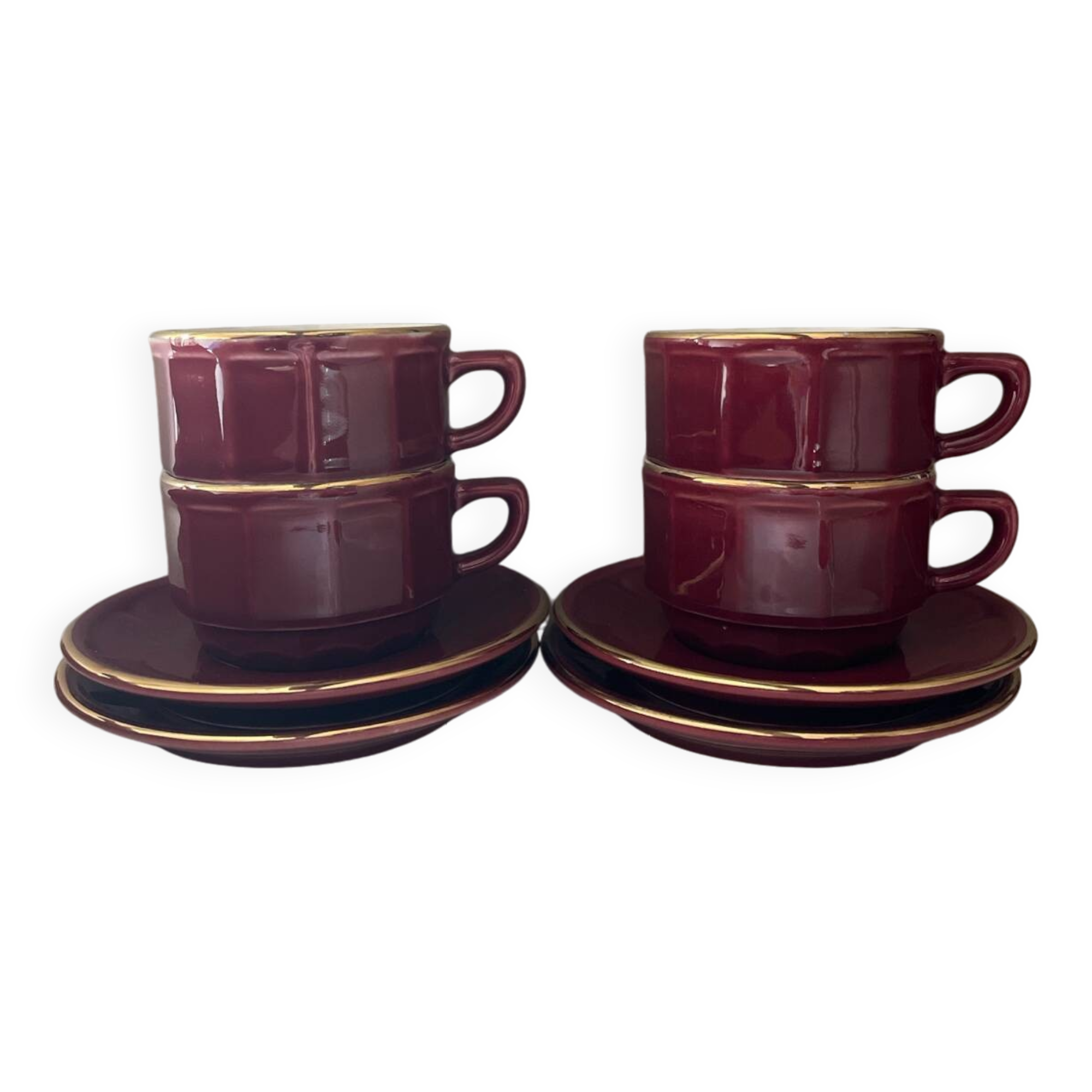 Set of 4 Apilco Bordeaux coffee cups