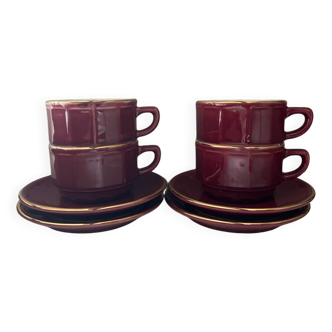 Set of 4 Apilco Bordeaux coffee cups