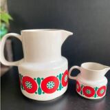 Vintage Melitta Germany Coffee Pot and Creamer - 70s Retro Pattern