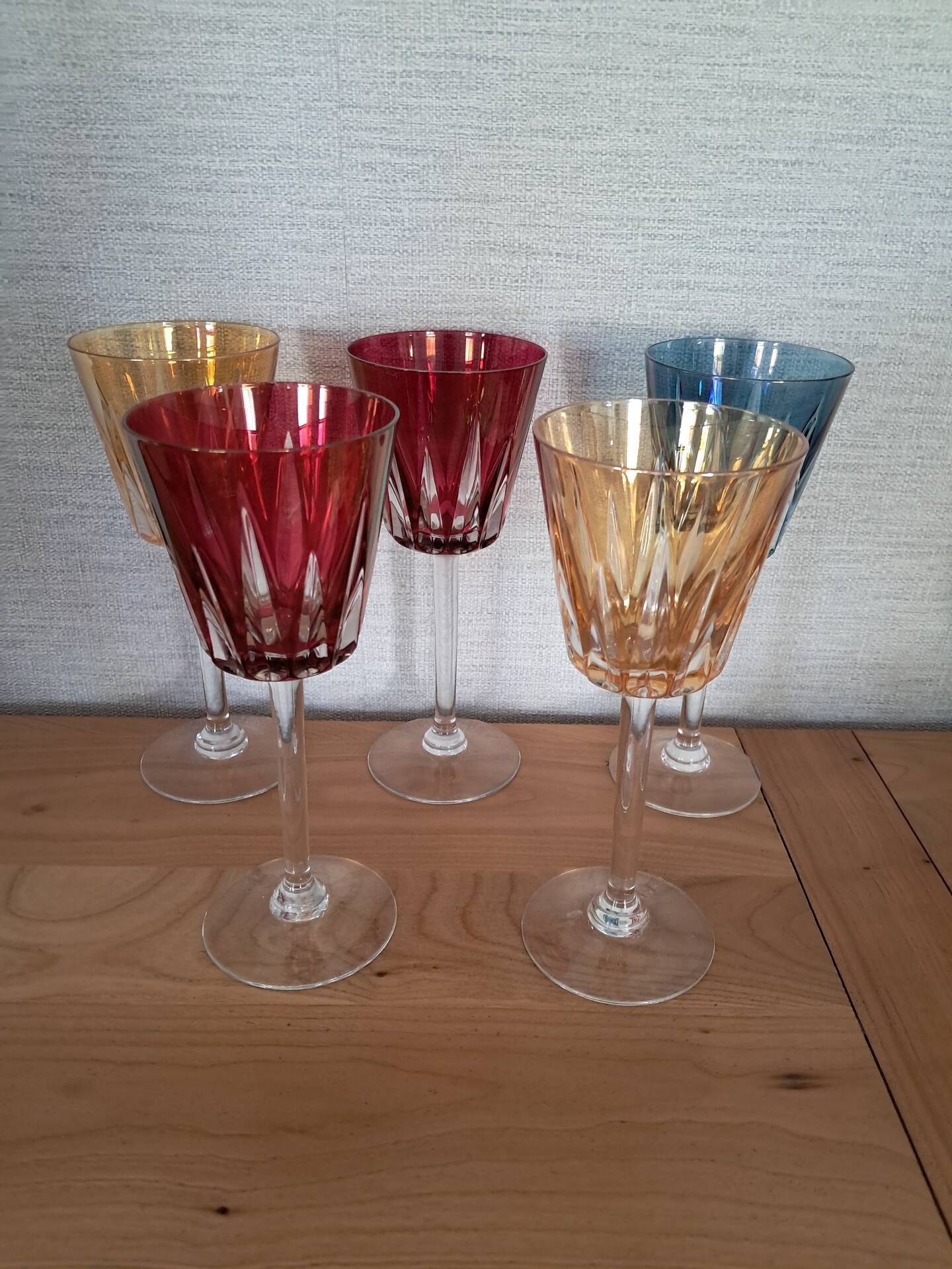 5 verres en cristal de Fains les source de la Meuse