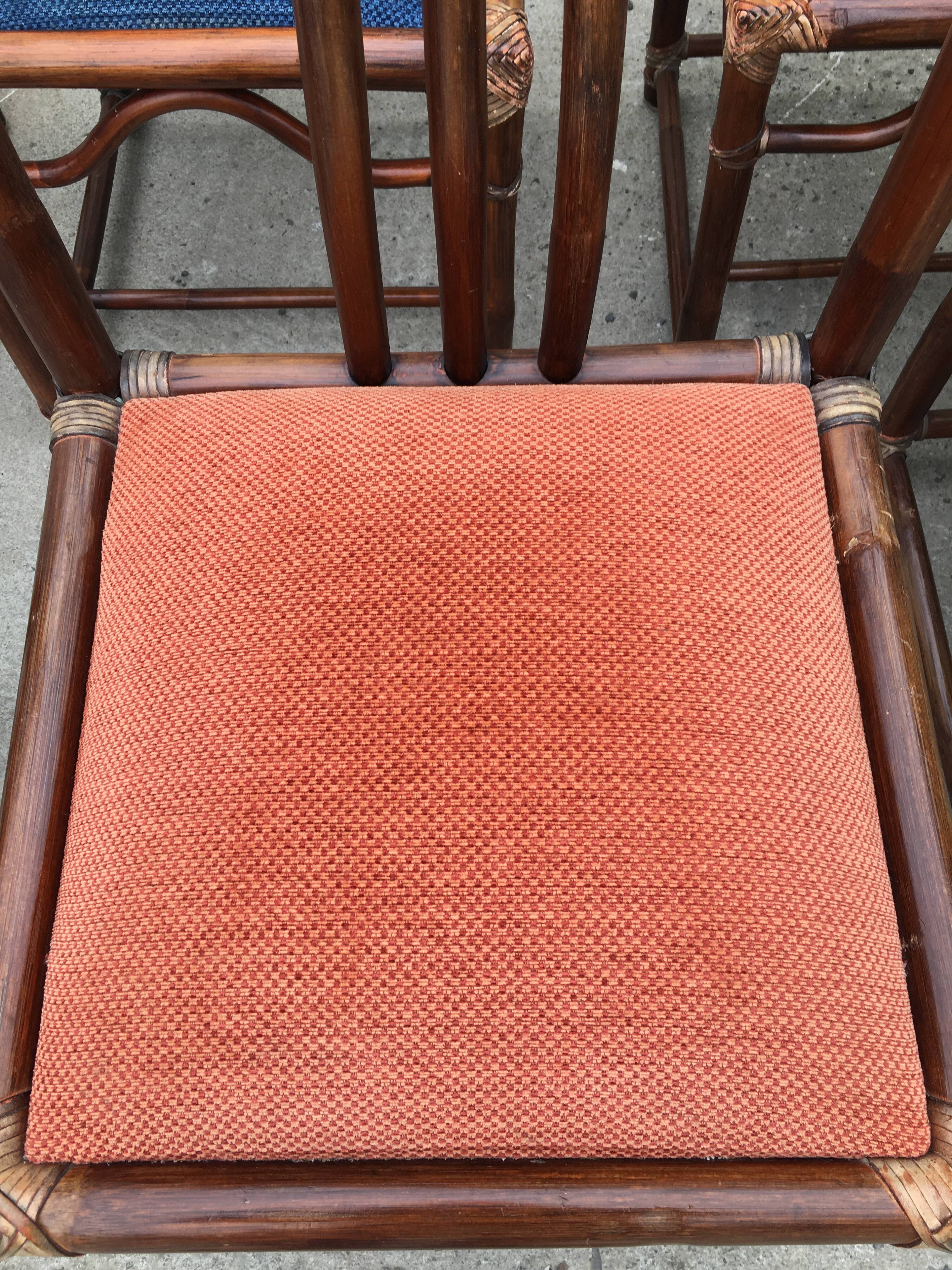 6 bamboo leather chairs 1980