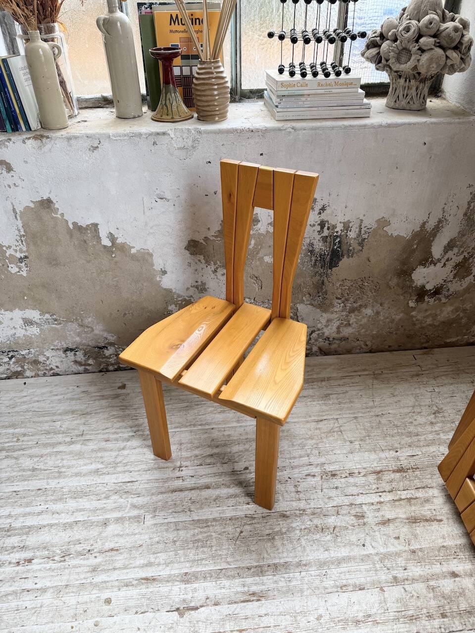 Set of 6 solid oak Seiltz chairs