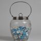 Crystal biscuit barrel with silver-plated mounts and handle, Austrian cut, 1920s.