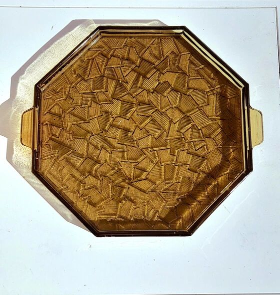 Plateau en verre fumé art déco