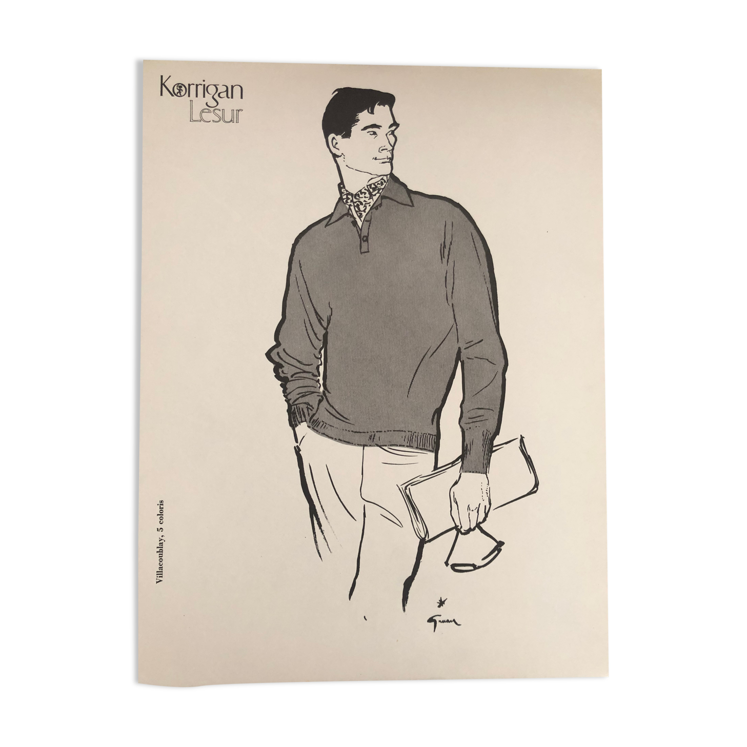 Illustration of men's fashion by René Gruau 1957