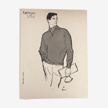 Illustration of men's fashion by René Gruau 1957