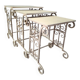 Nesting tables in patinated iron.