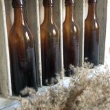 Set of 4 old amber bottles