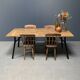Handmade industrial oak dining table with black metal legs