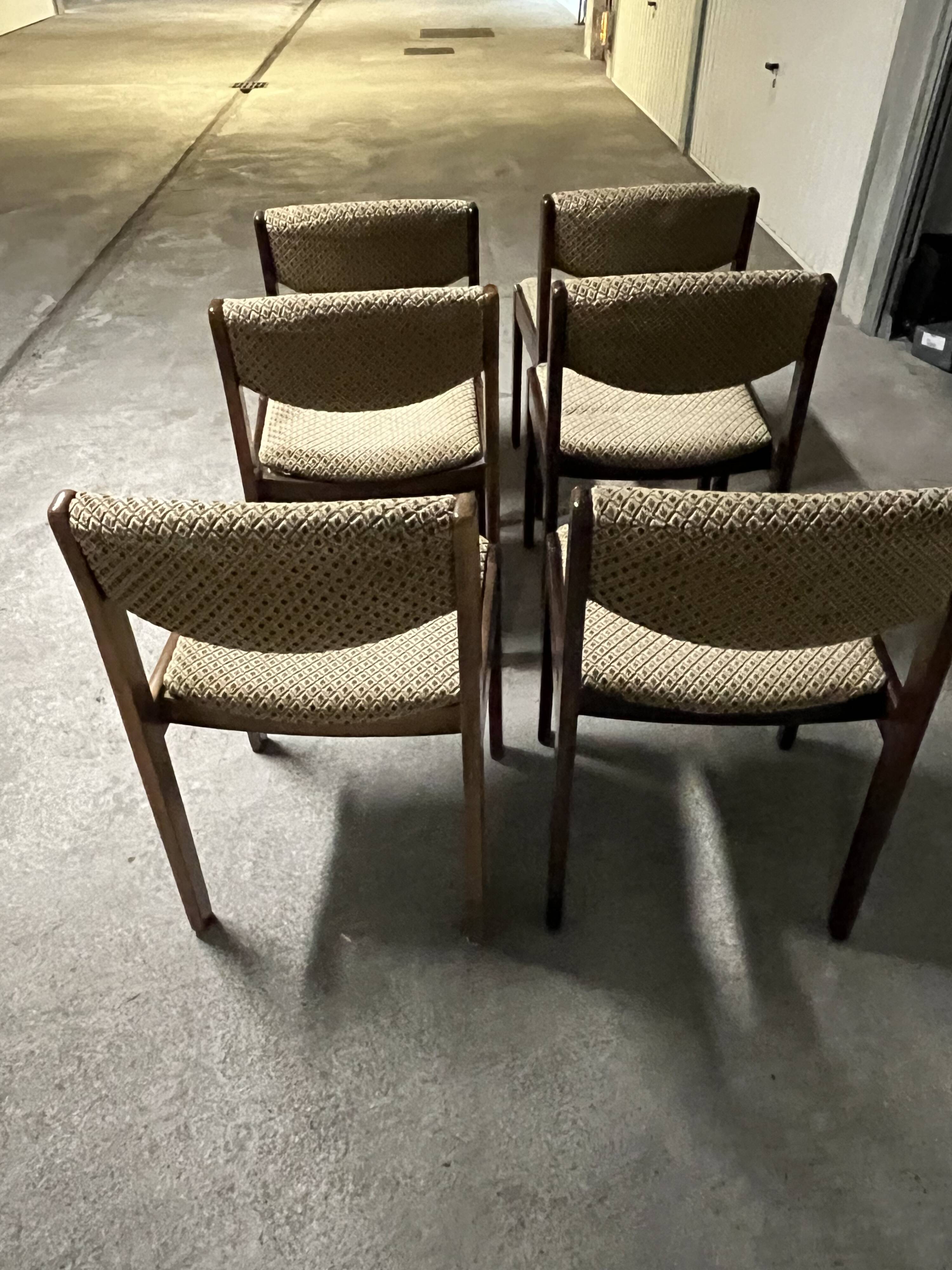 6 wooden chairs 1960 1970 vintage Scandinavian style