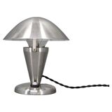 Czechoslovak Art Deco chrome table lamp with metal shade, 1930s