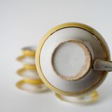 Service à café Badonviller Jaune Poussin nid d'abeilles, composé de 6 tasses, 1950