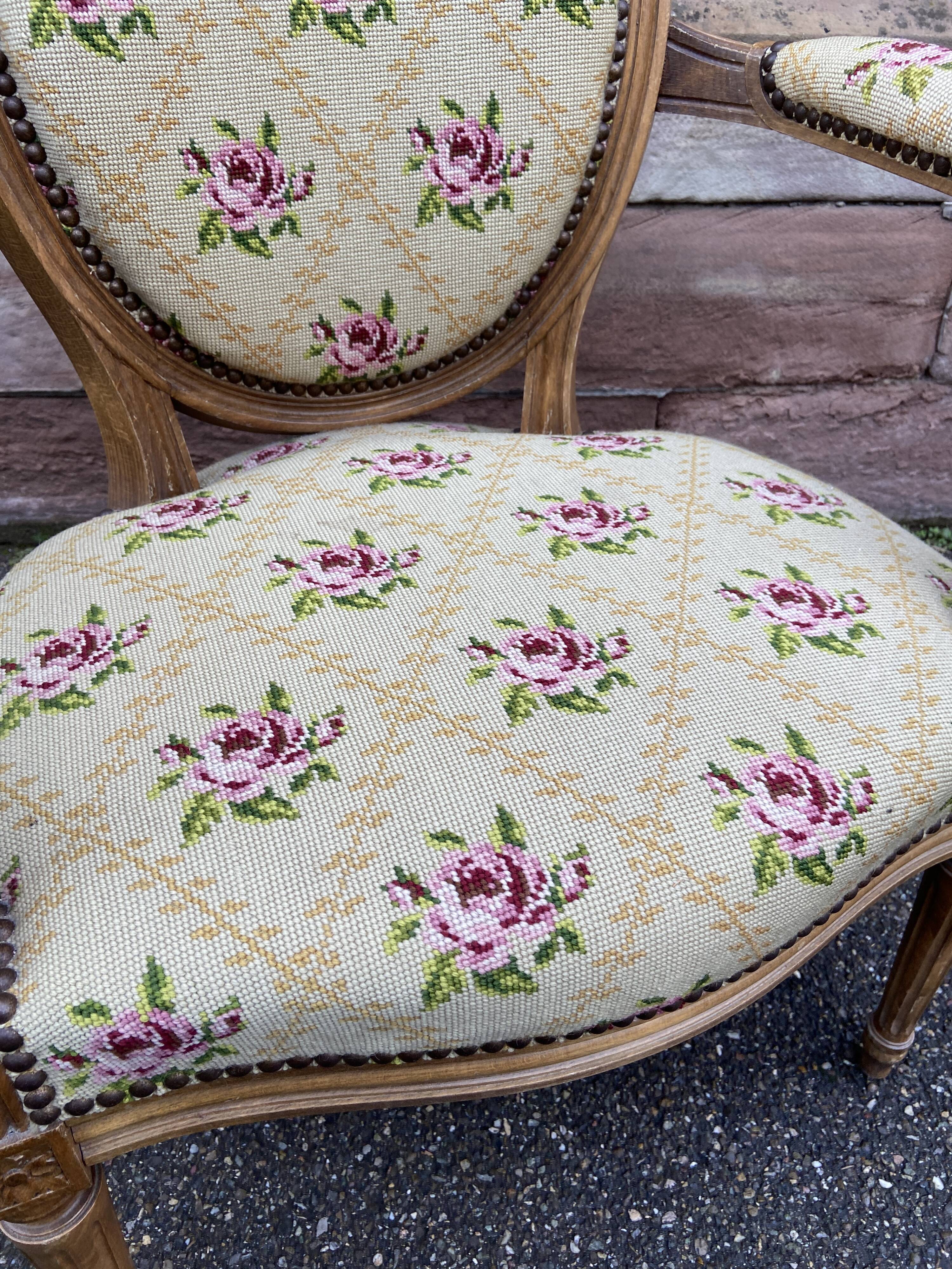 Pair of louis xvi style living room armchairs