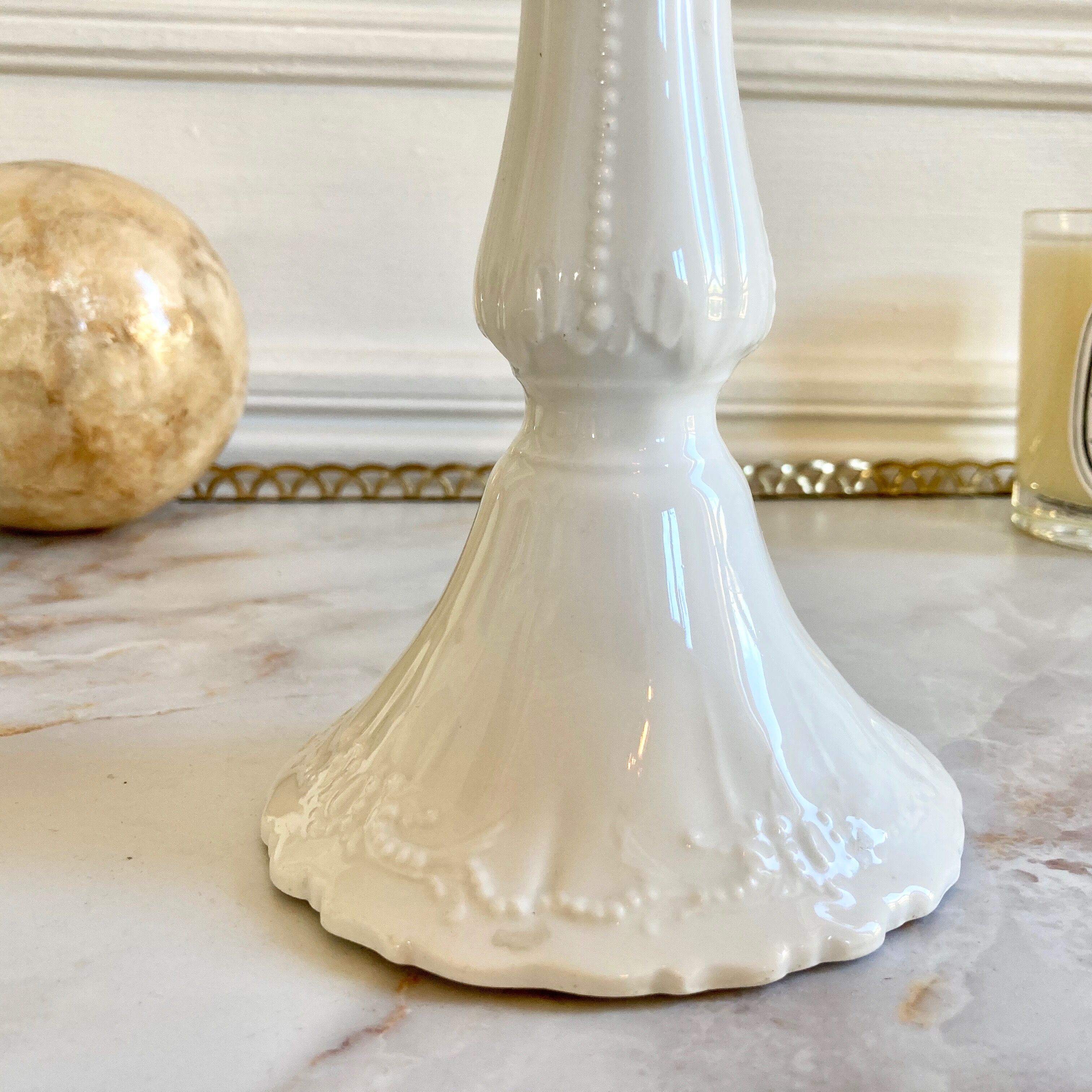 Antique porcelain candle holder