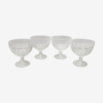 Lot de 4 coupes sur pied en verre Art Déco