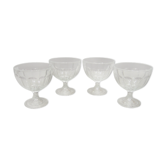 Lot de 4 coupes sur pied en verre Art Déco