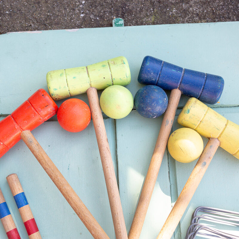 Vintage wooden croquet game