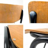 Chaise d’école vintage en bois et métal – style industriel, années 60