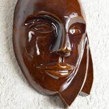 Signed brown enamel mask