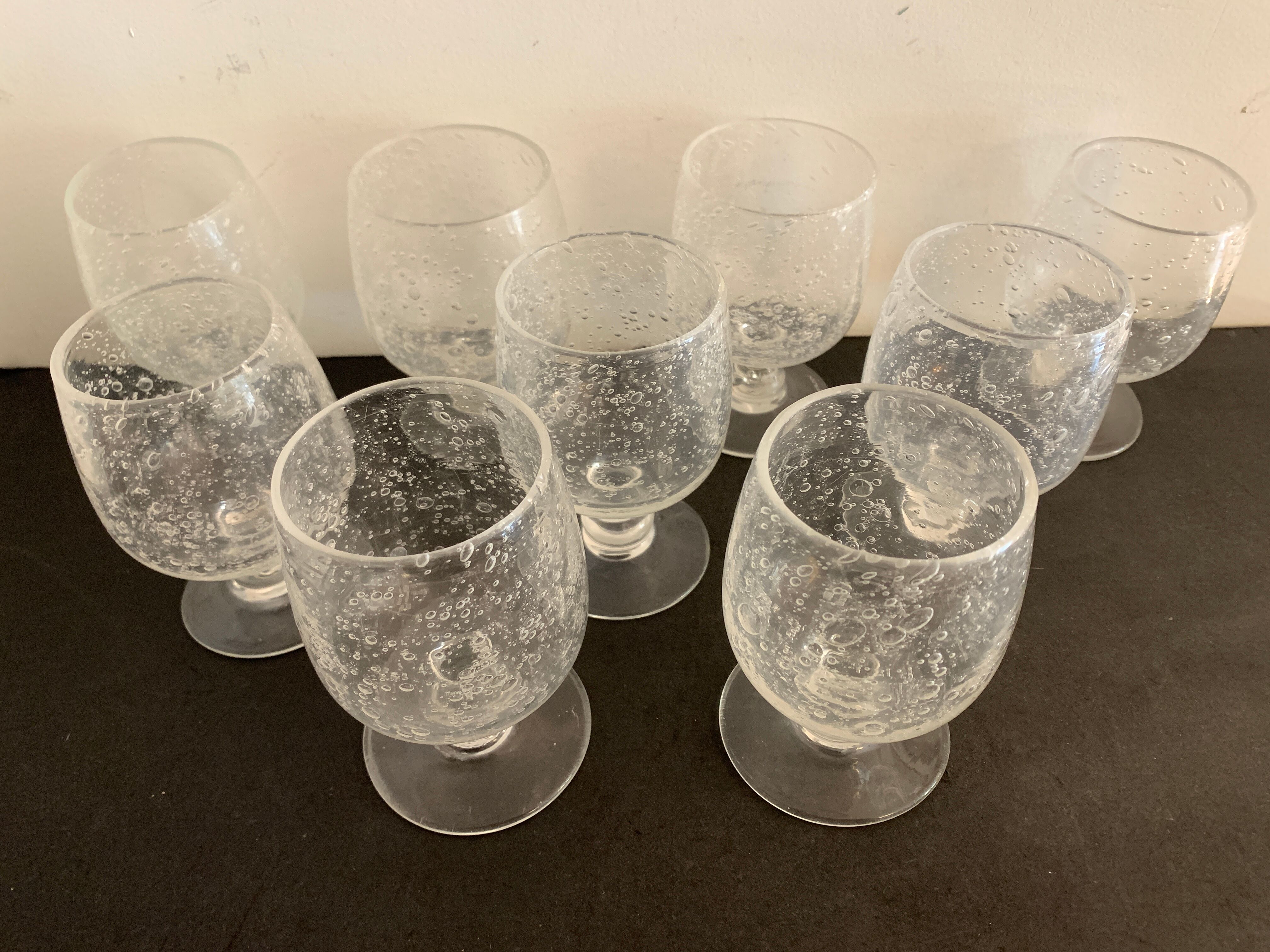 9 Riom blown and bubbled foot glasses
