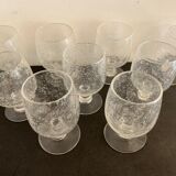 9 Riom blown and bubbled foot glasses