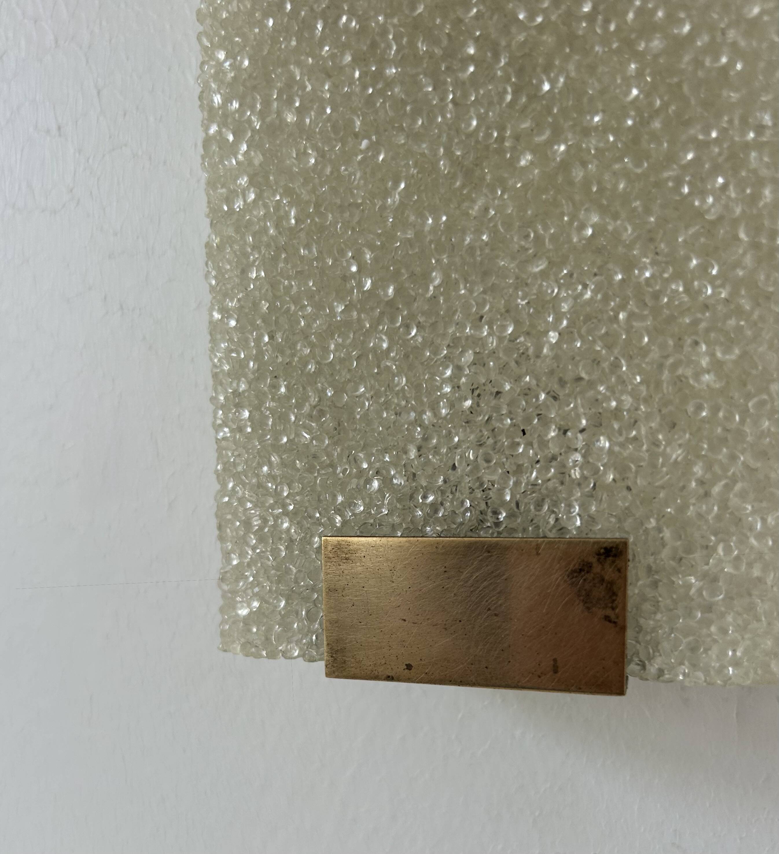 Pair of vintage wall lights, granite perspex and brass, France 1960