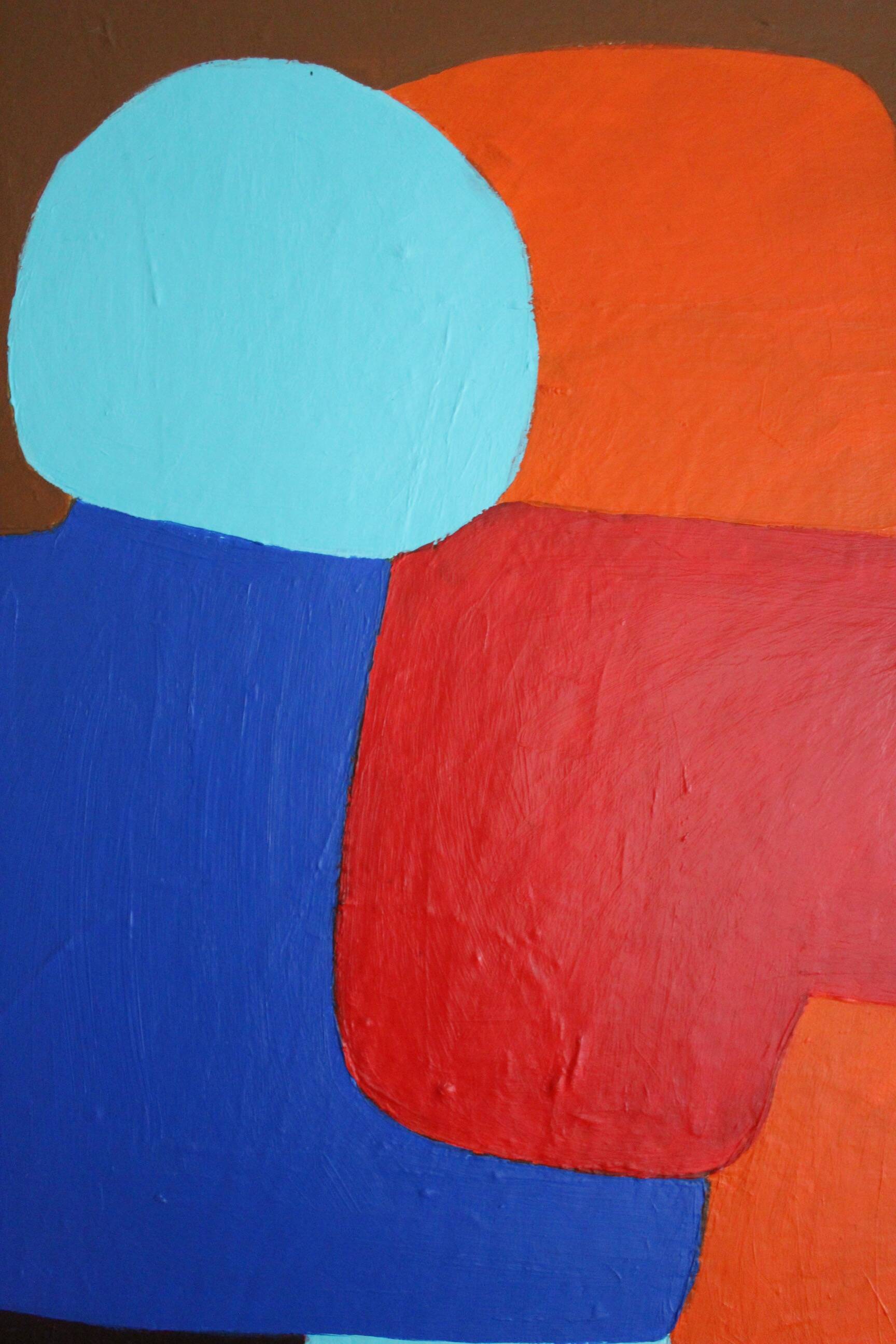 Peinture figurative minimaliste " A hug" 100x81cm