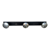 Vintage Black Metal + Chrome Coat Hooks x3 #E431