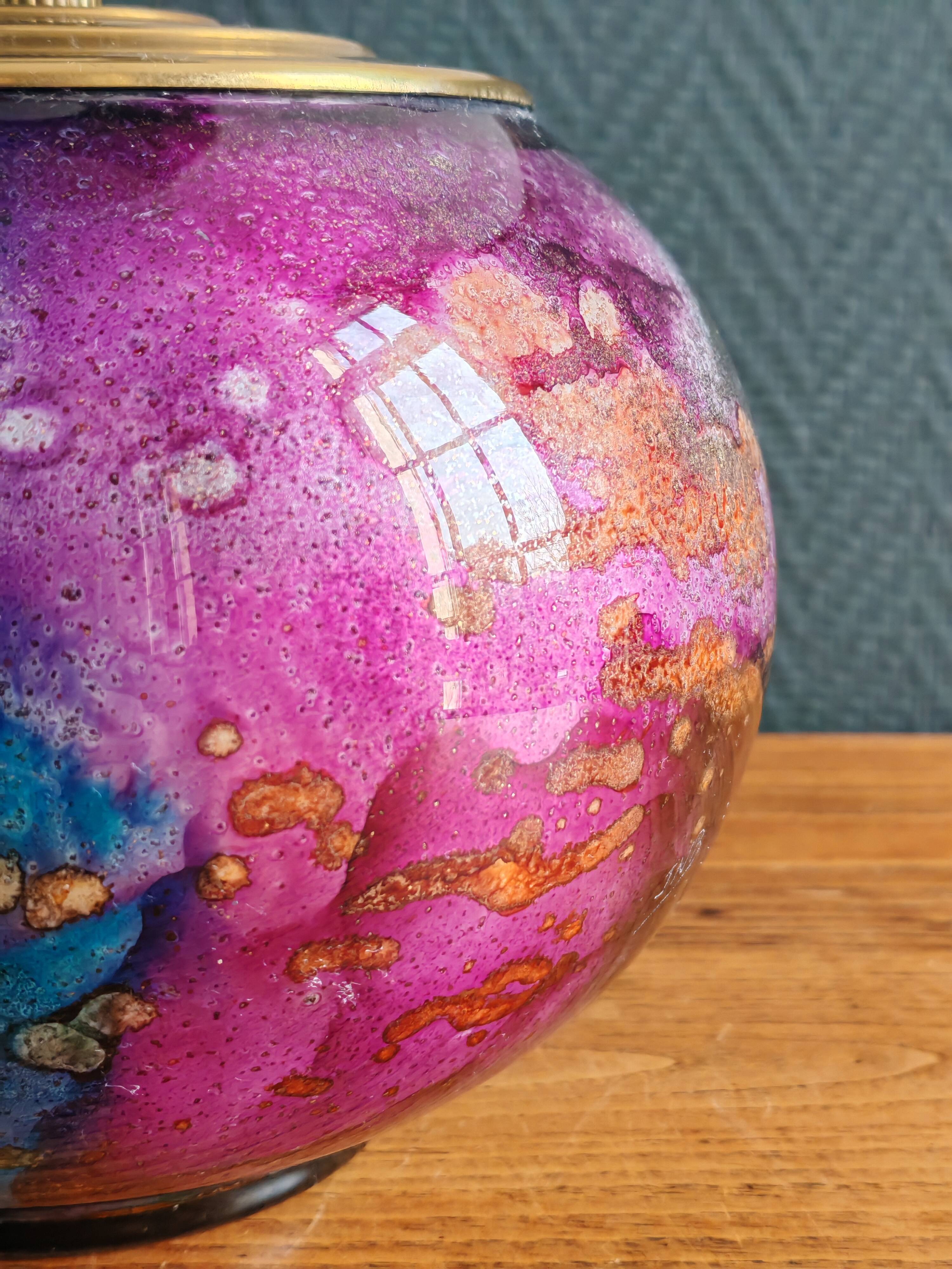 Lamp "Laque Line" Jean-Noël Bouillet (JNB) - Painted Glass Globe Signed