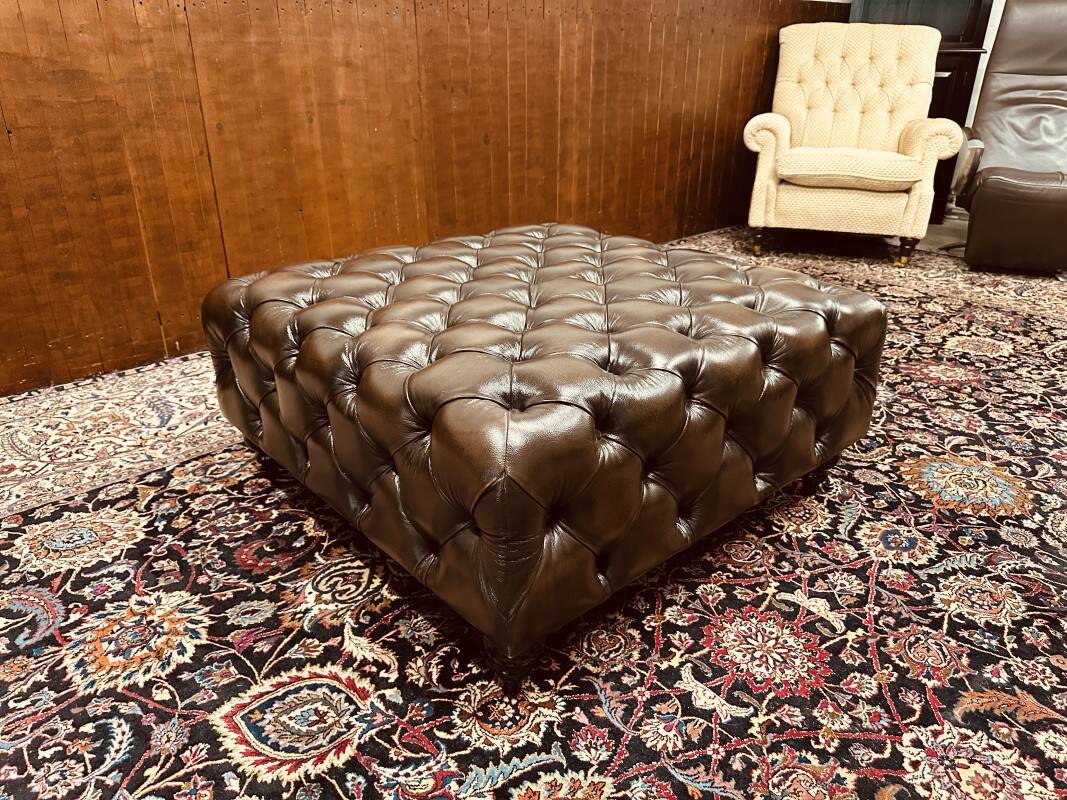 Large Brown Chesterfield Hocker