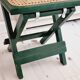 Petit Tabouret pliable bois vert et cannage