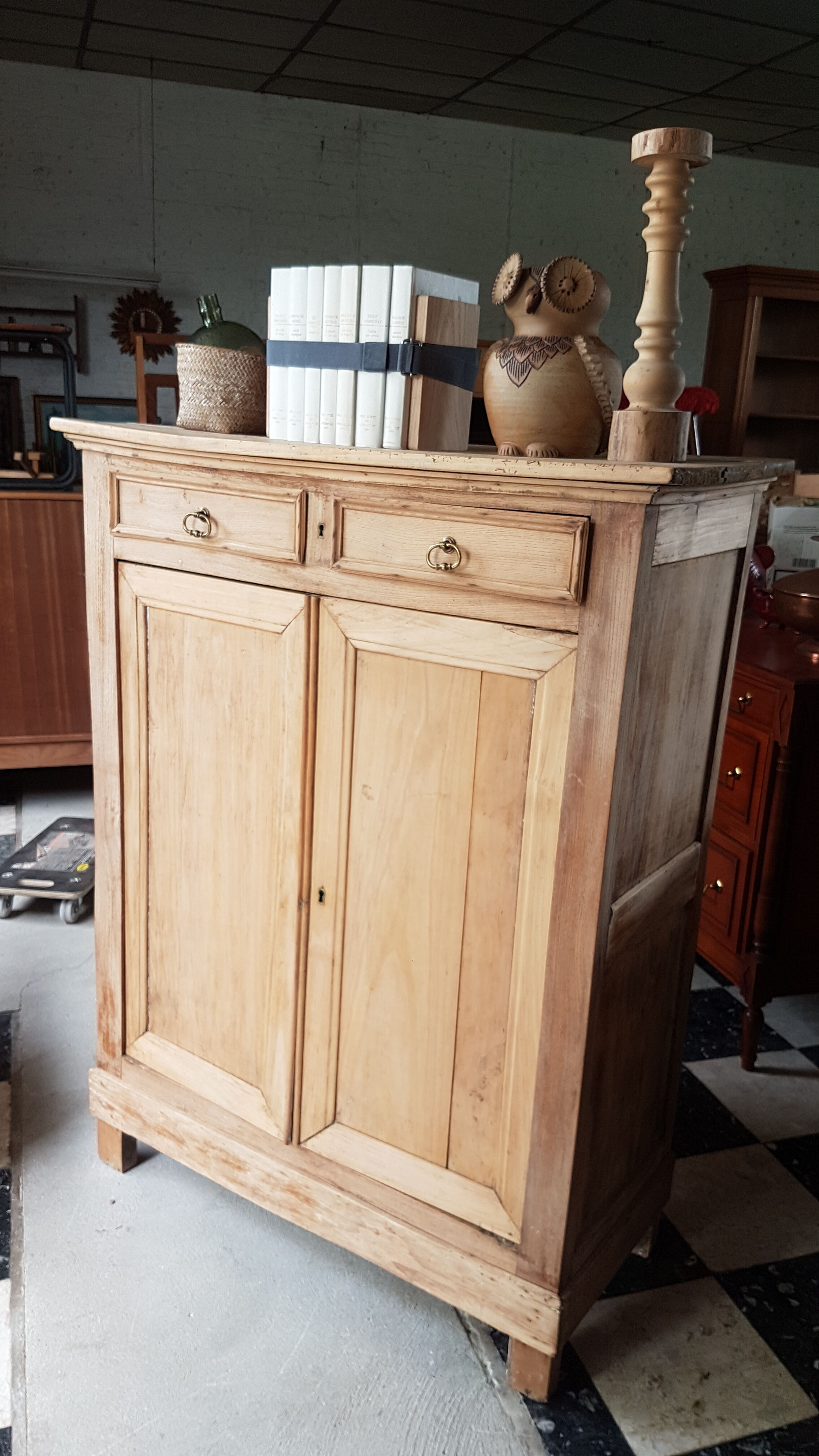 Old Parisian high buffet raw wood