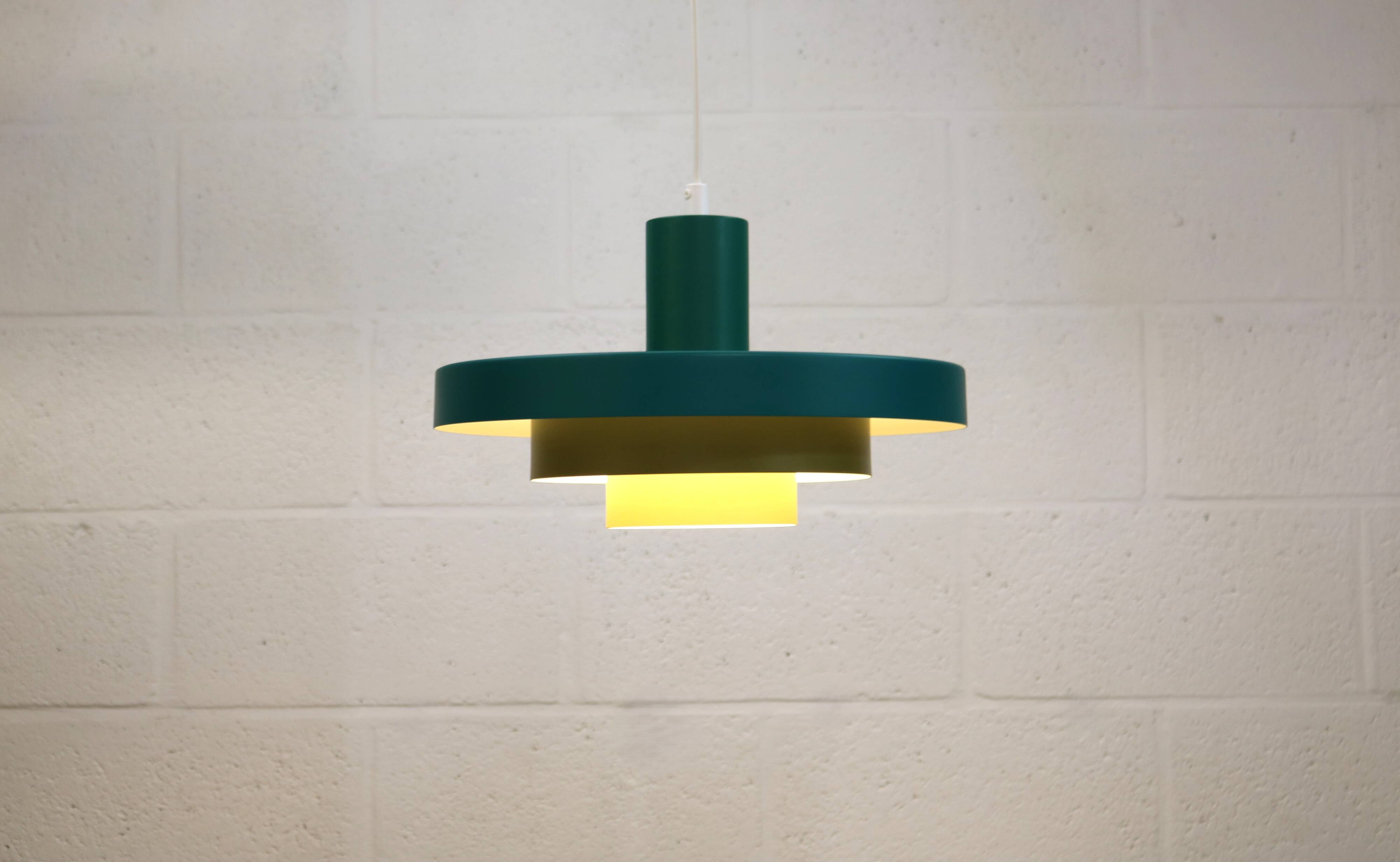 Unique colorful Danish blue and green design lamp  - Denmark 1970 -