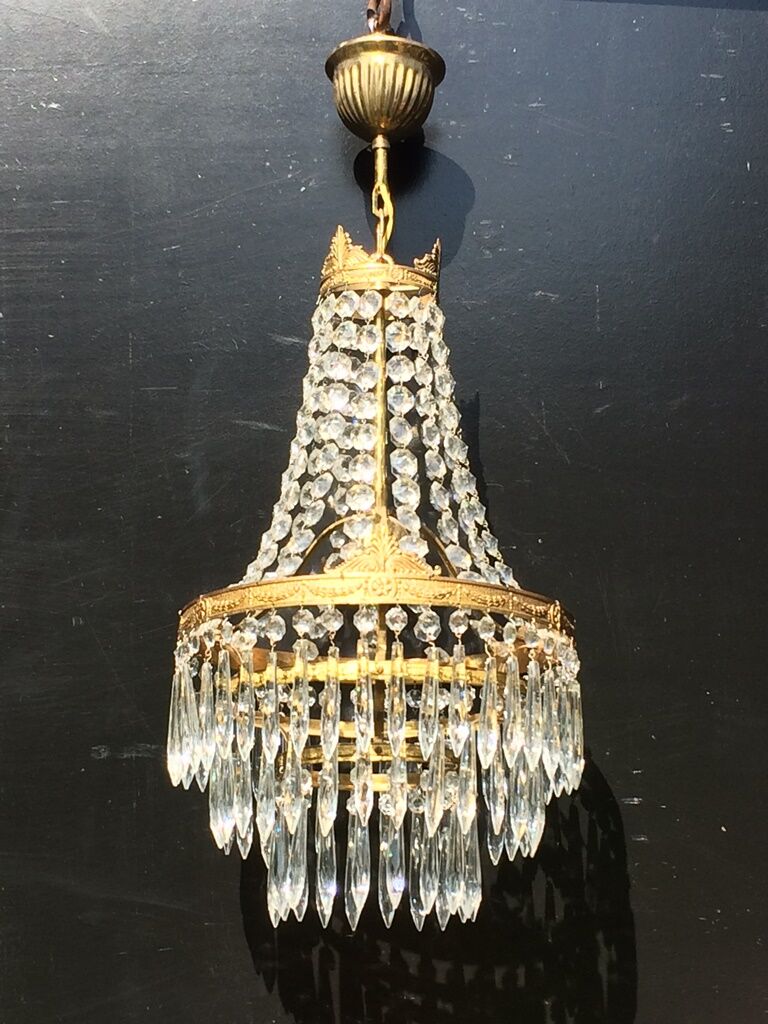 Grapefruit Hot Air Balloon Chandelier * Hollywood Regency * 50s