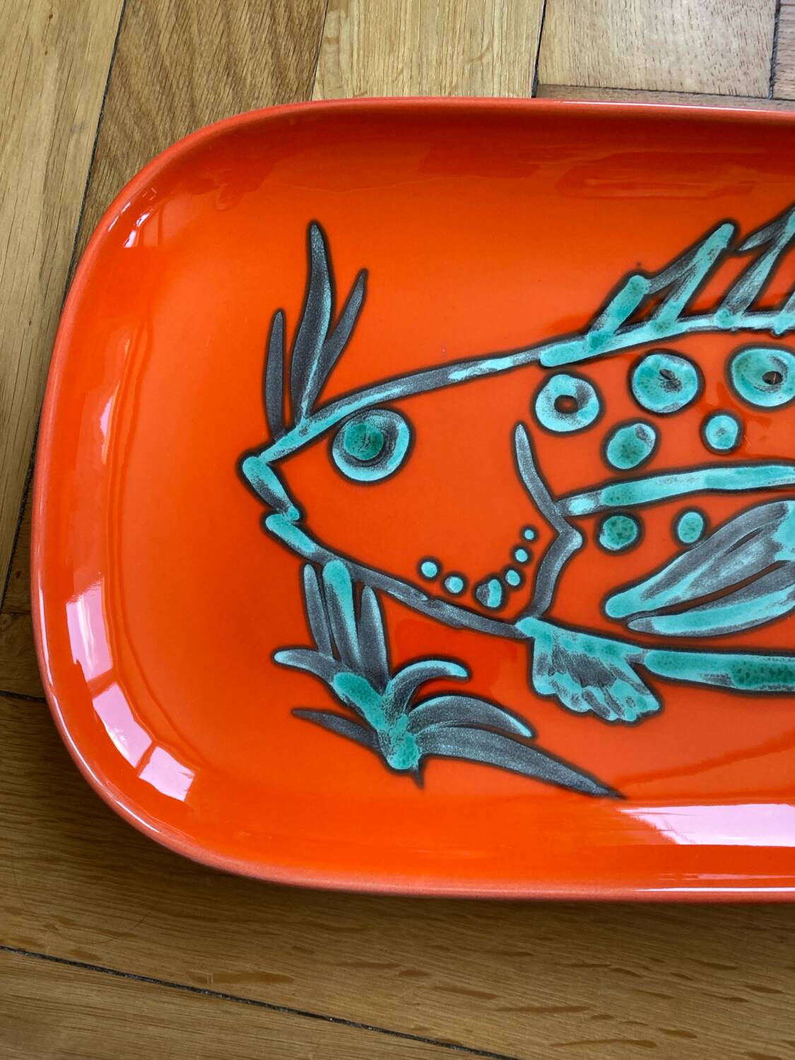 Orange ceramic fish platter