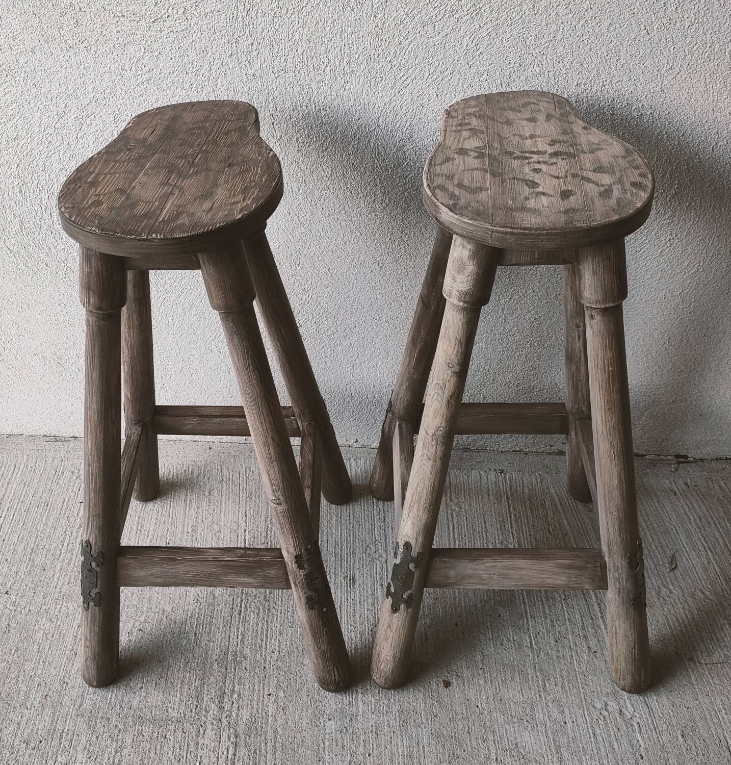 Pair of rustic high stools