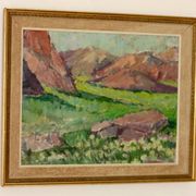 Mid-century oil painting "Mountain Scene"